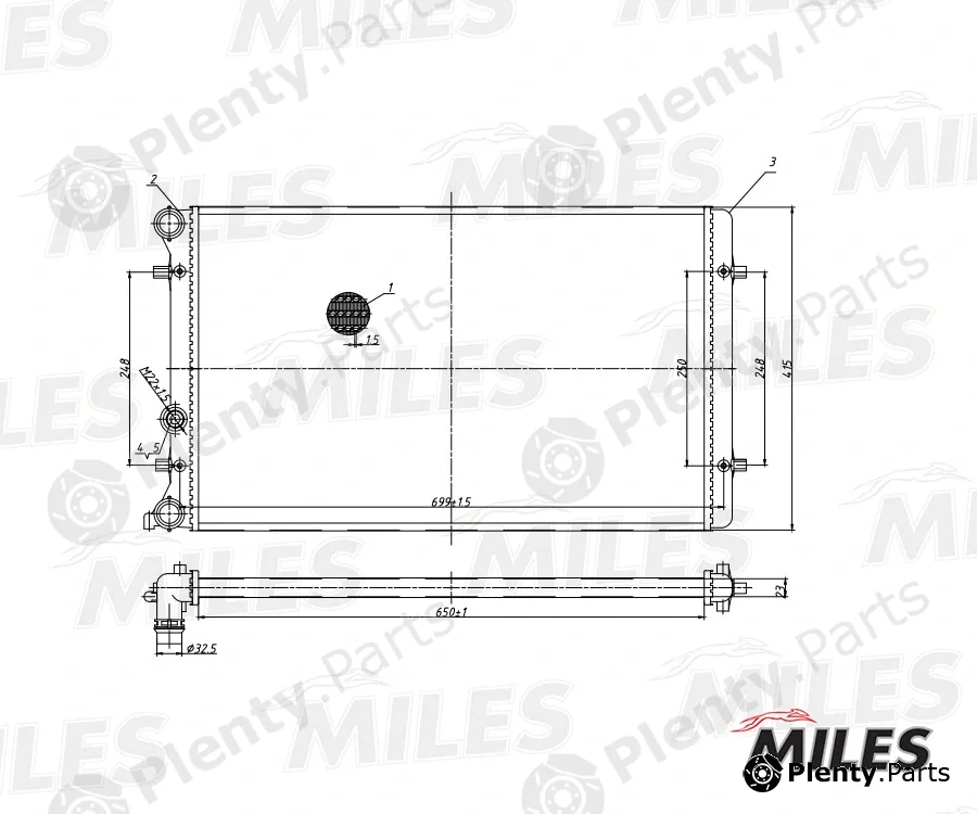 Miles ACRM016 — Radiator, engine cooling