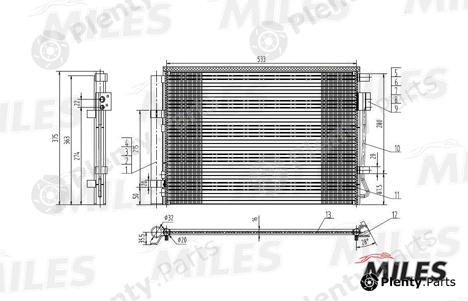 Miles ACCB002 — Condenser, air conditioning