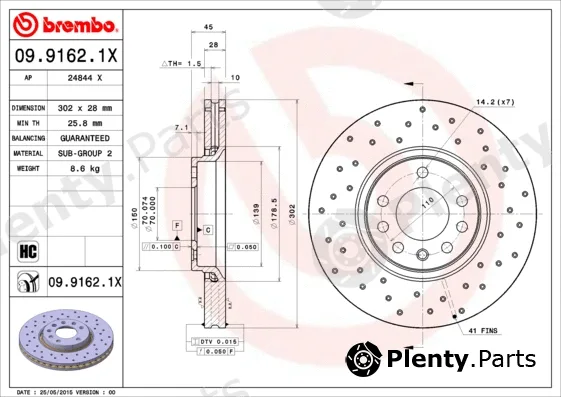 Brembo 09.9162.1X — Brake Disc XTRA LINE - Xtra