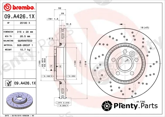 Brembo 09.A426.1X — Brake Disc XTRA LINE - Xtra