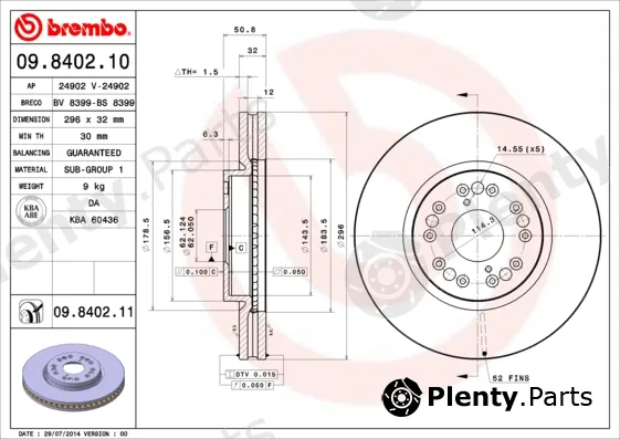 Brembo 09.8402.10 — Brake Disc PRIME LINE