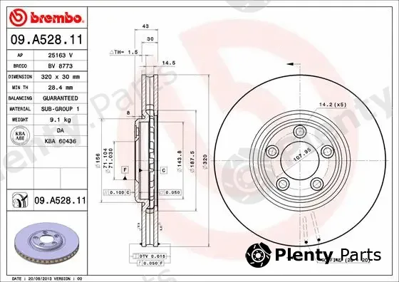 Brembo 09.A528.11 — Brake Disc PRIME LINE - UV Coated