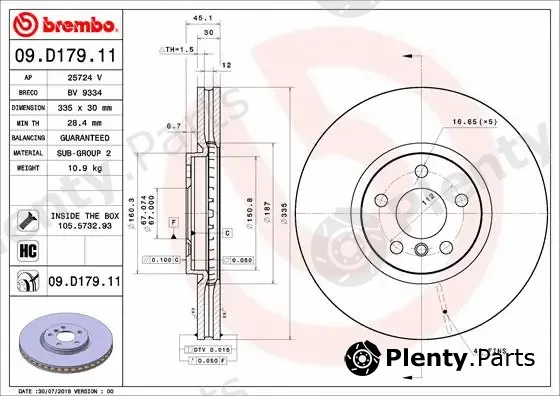 Brembo 09.D179.11 — Brake Disc PRIME LINE - UV Coated