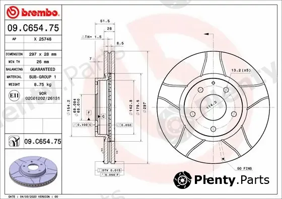 Brembo 09.C654.75 — Brake Disc XTRA LINE - Max