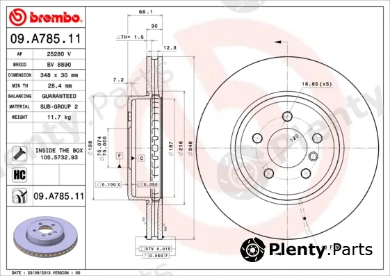 Brembo 09.A785.11 — Brake Disc PRIME LINE - UV Coated