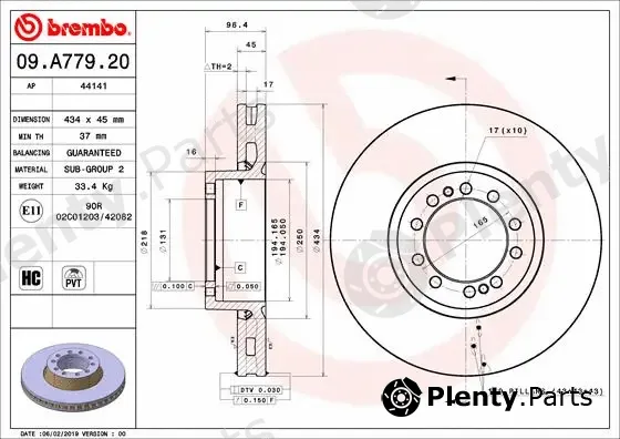 Brembo 09.A779.20 — Brake Disc PRIME LINE