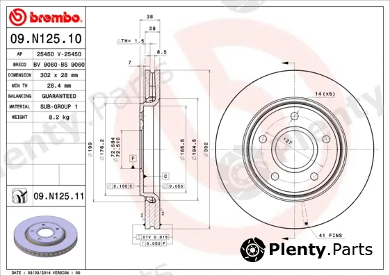Brembo 09.N125.10 — Brake Disc PRIME LINE