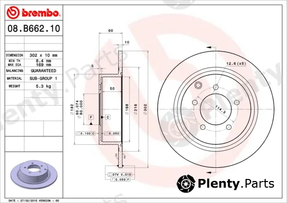 Brembo 08.B662.11 — Brake Disc PRIME LINE - UV Coated