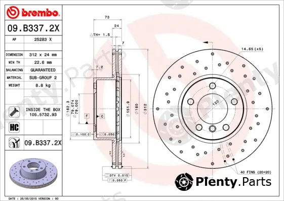 Brembo 09.B337.2X — Brake Disc XTRA LINE - Xtra