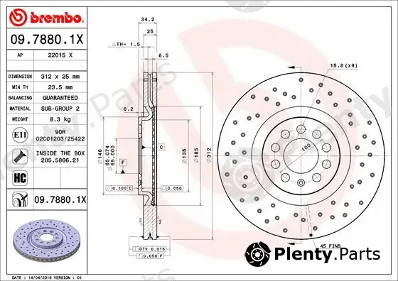 Brembo 09.7880.1X — Brake Disc XTRA LINE - Xtra