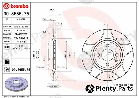 Brembo 09.8655.75 — Brake Disc XTRA LINE - Max