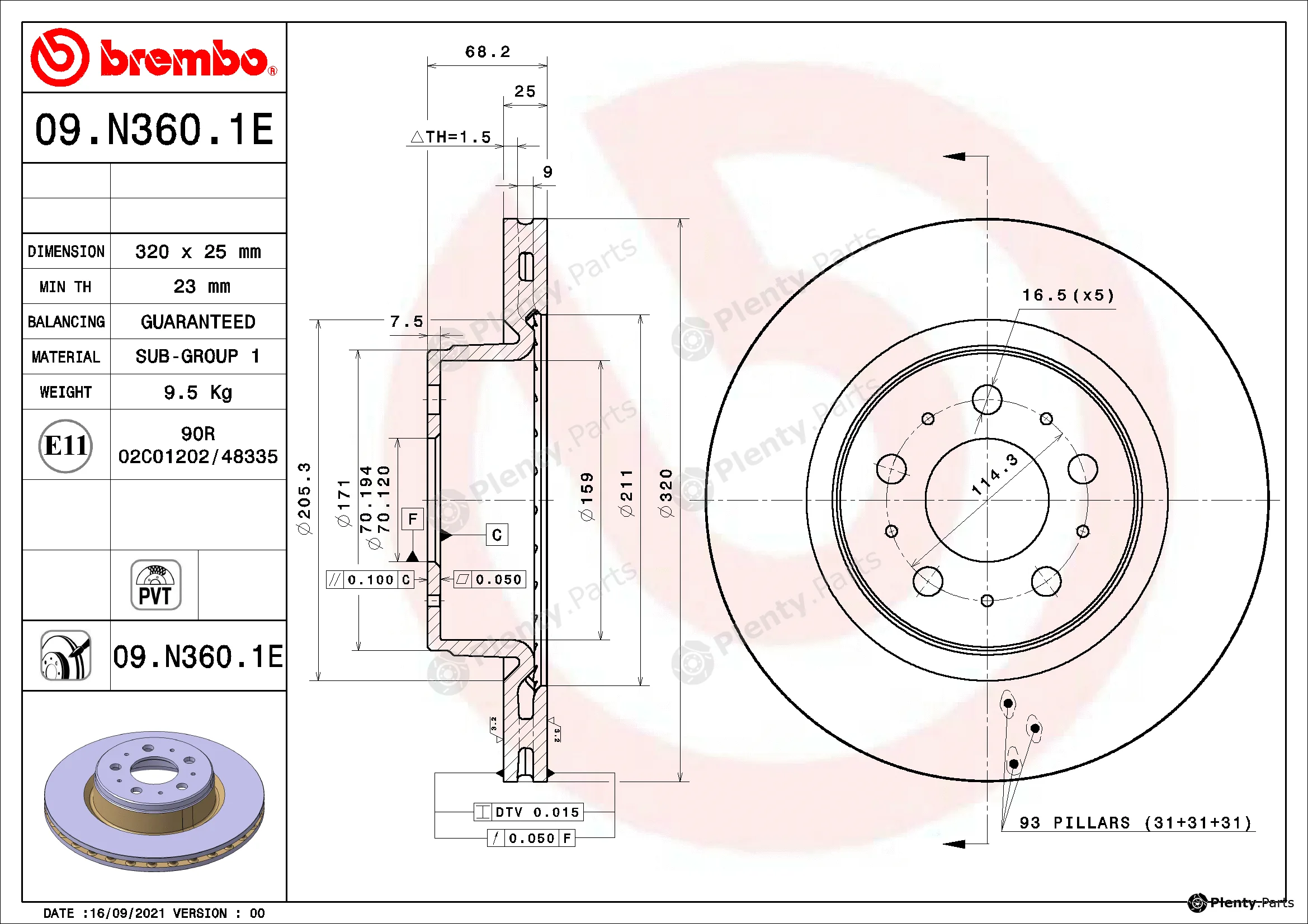 Brembo 09.N360.1E — Brake Disc BEYOND LINE - EV