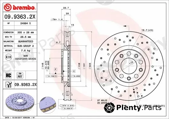 Brembo 09.9363.2X — Brake Disc XTRA LINE - Xtra