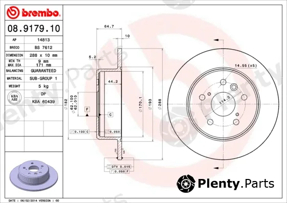 Brembo 08.9179.10 — Brake Disc PRIME LINE