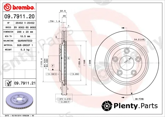 Brembo 09.7911.20 — Brake Disc PRIME LINE
