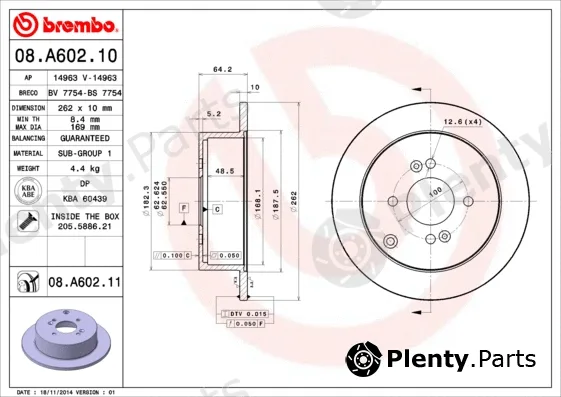 Brembo 08.A602.11 — Brake Disc PRIME LINE - UV Coated
