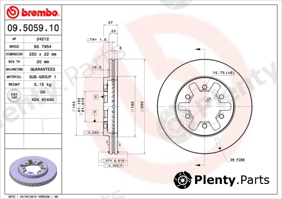 Brembo 09.5059.10 — Brake Disc PRIME LINE