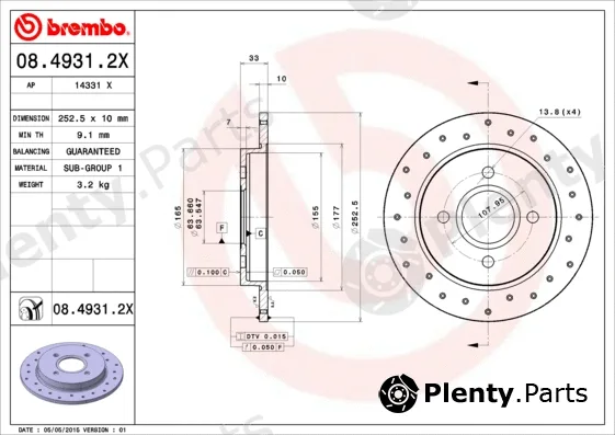Brembo 08.4931.2X — Brake Disc XTRA LINE - Xtra