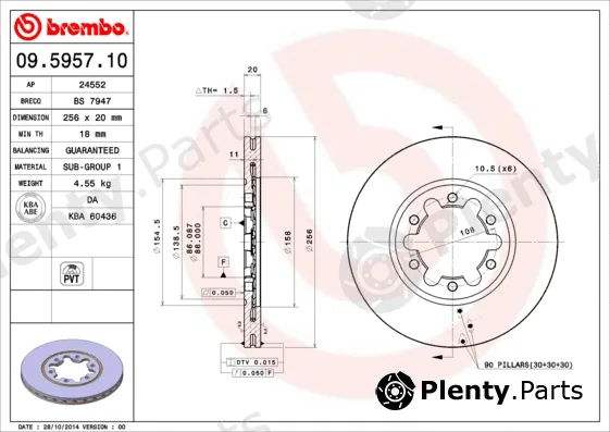 Brembo 09.5957.10 — Brake Disc PRIME LINE