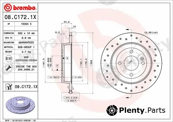 Brembo 08.C172.1X — Brake Disc XTRA LINE - Xtra