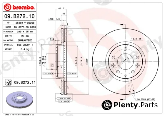 Brembo 09.B272.10 — Brake Disc PRIME LINE