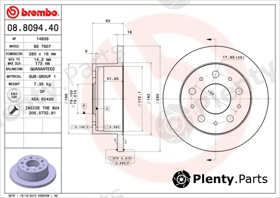 Brembo 08.8094.40 — Brake Disc PRIME LINE