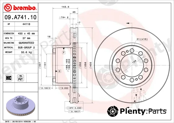 Brembo 09.A741.10 — Brake Disc PRIME LINE