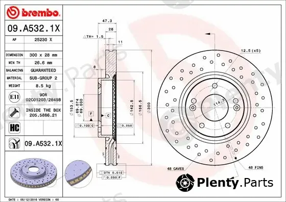 Brembo 09.A532.1X — Brake Disc XTRA LINE - Xtra