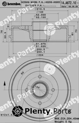 Brembo 14.A672.10 — Brake Drum ESSENTIAL LINE