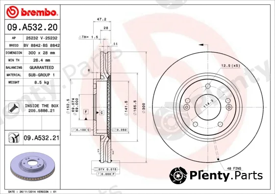 Brembo 09.A532.21 — Brake Disc PRIME LINE - UV Coated