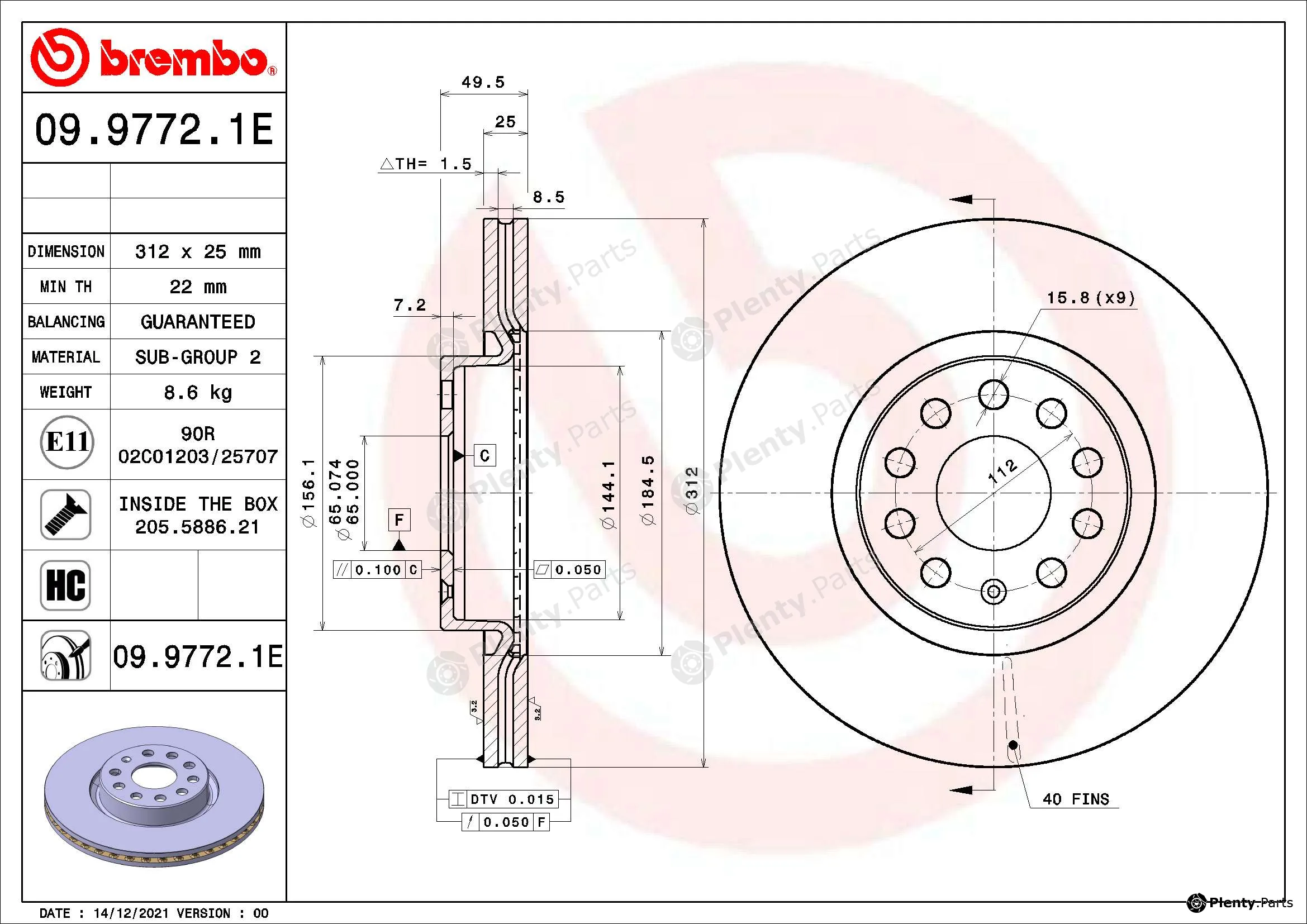 Brembo 09.9772.1E — Brake Disc BEYOND LINE - EV