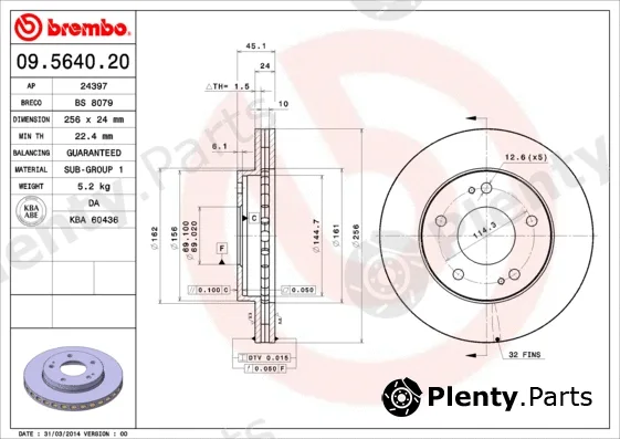 Brembo 09.5640.20 — Brake Disc PRIME LINE