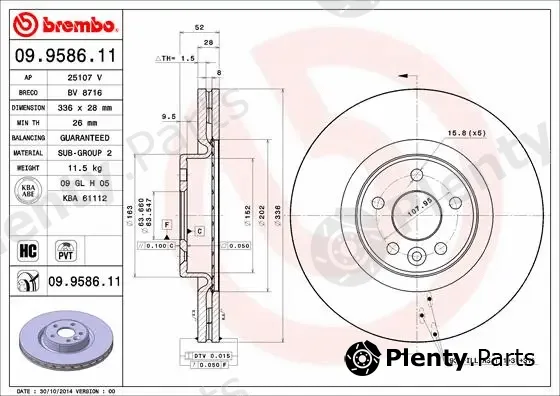 Brembo 09.9586.11 — Brake Disc PRIME LINE - UV Coated