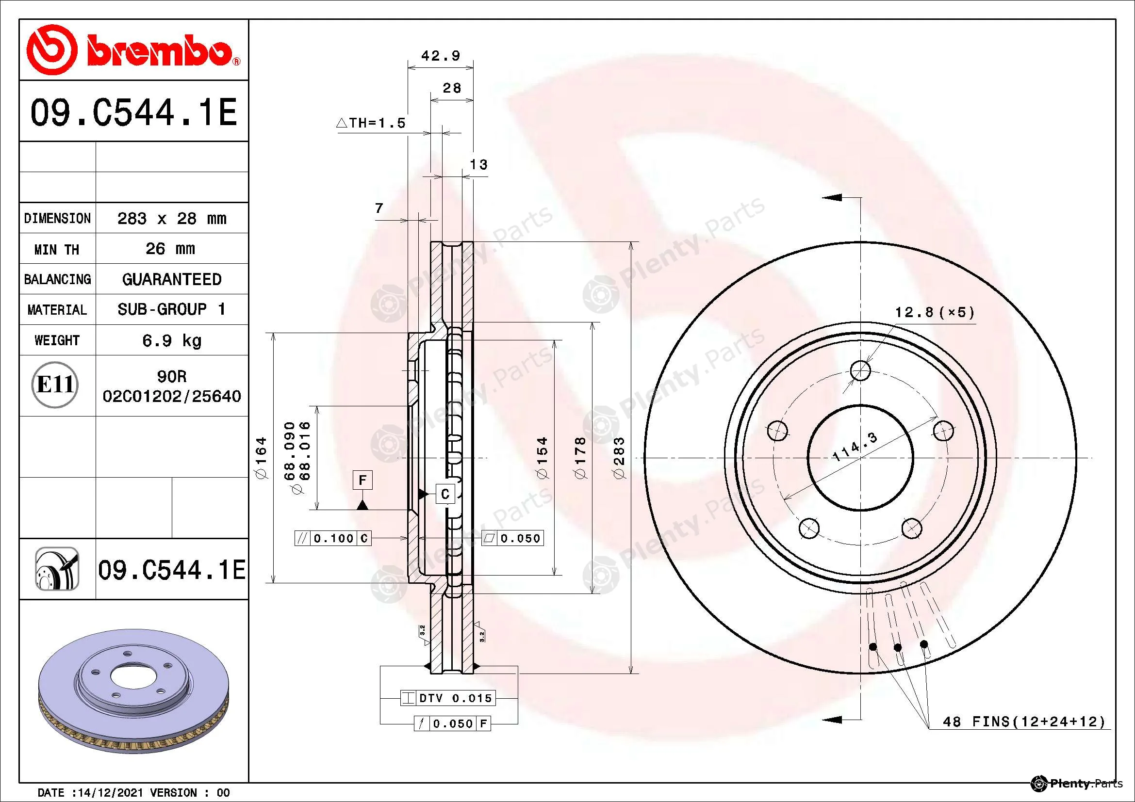 Brembo 09.C544.1E — Brake Disc BEYOND LINE - EV