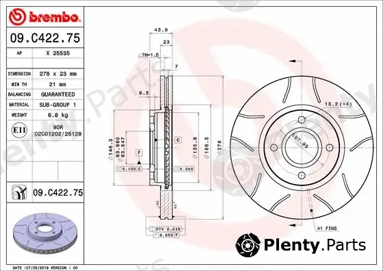 Brembo 09.C422.75 — Brake Disc XTRA LINE - Max