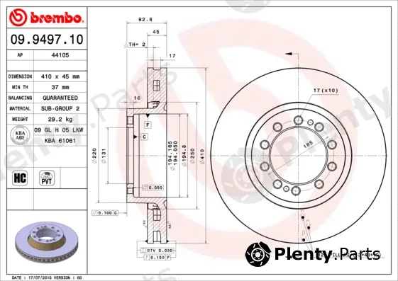 Brembo 09.9497.10 — Brake Disc PRIME LINE