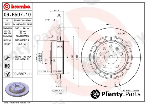 Brembo 09.B507.11 — Brake Disc PRIME LINE - UV Coated
