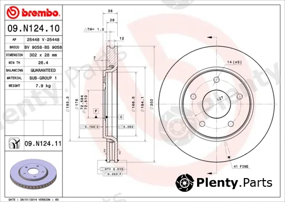 Brembo 09.N124.10 — Brake Disc PRIME LINE