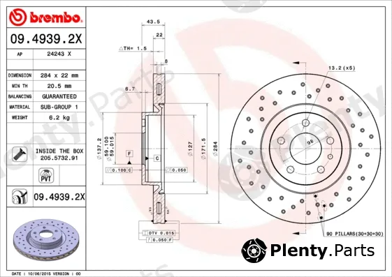 Brembo 09.4939.2X — Brake Disc XTRA LINE - Xtra
