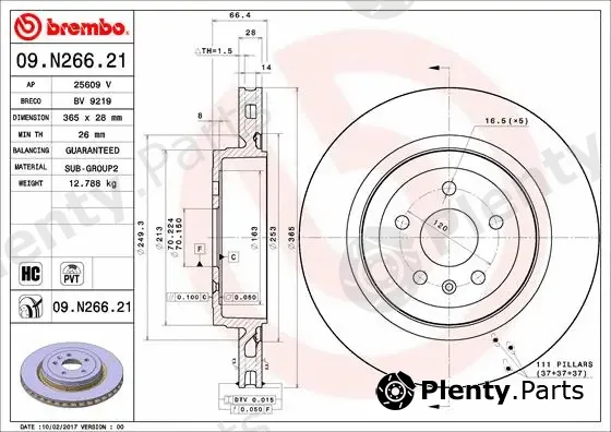 Brembo 09.N266.21 — Brake Disc PRIME LINE - UV Coated