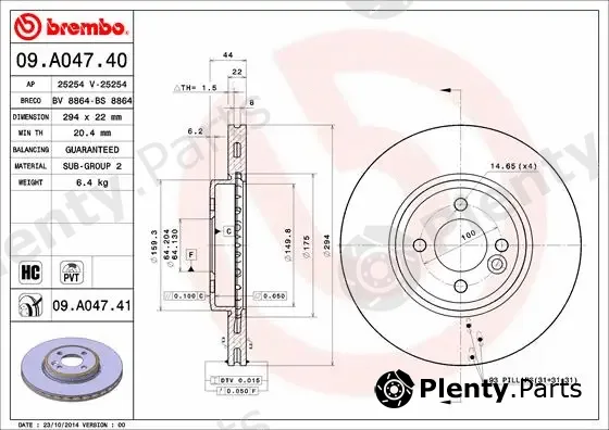 Brembo 09.A047.40 — Brake Disc PRIME LINE