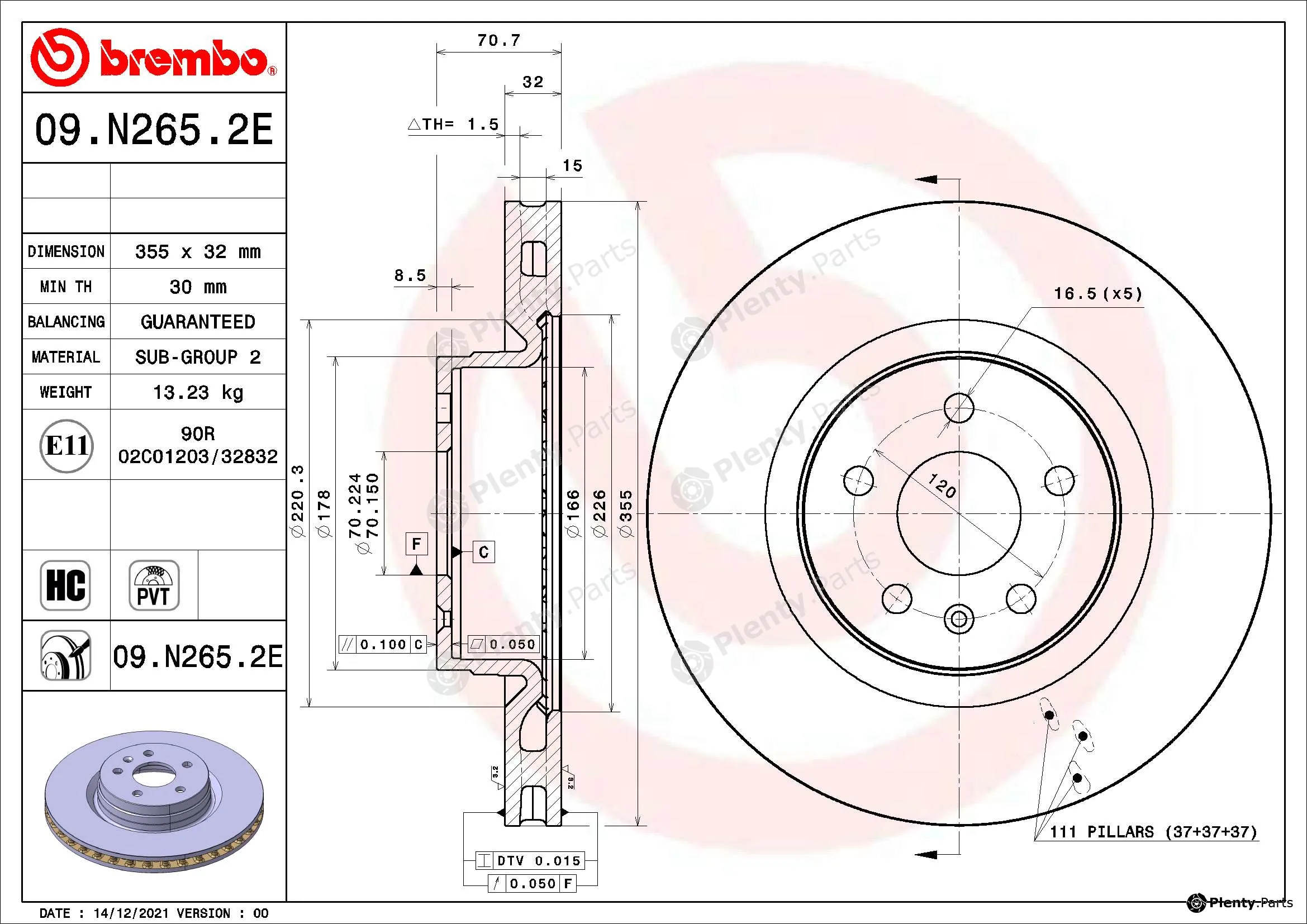 Brembo 09.N265.2E — Brake Disc BEYOND LINE - EV