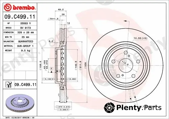 Brembo 09.C499.11 — Brake Disc PRIME LINE - UV Coated