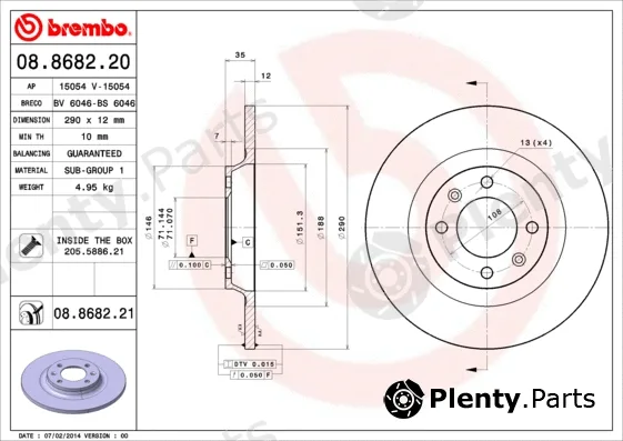 Brembo 08.8682.21 — Brake Disc PRIME LINE - UV Coated
