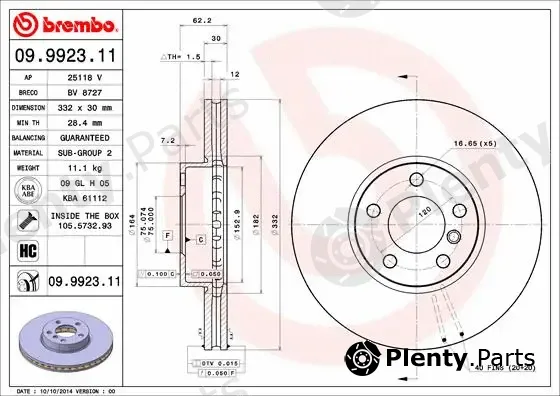 Brembo 09.9923.11 — Brake Disc PRIME LINE - UV Coated