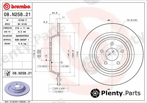 Brembo 08.N258.21 — Brake Disc PRIME LINE - UV Coated