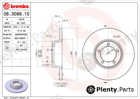 Brembo 08.3089.10 — Brake Disc PRIME LINE