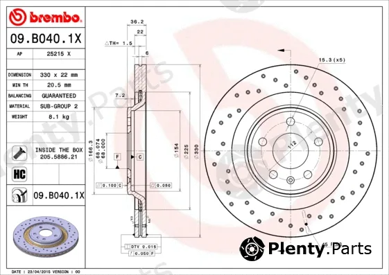 Brembo 09.B040.1X — Brake Disc XTRA LINE - Xtra