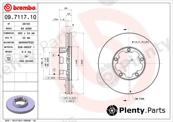 Brembo 09.7117.10 — Brake Disc PRIME LINE