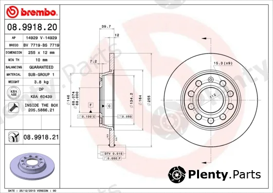 Brembo 08.9918.21 — Brake Disc PRIME LINE - UV Coated